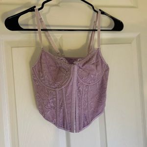 Lilac Lace Cropped Corset Top